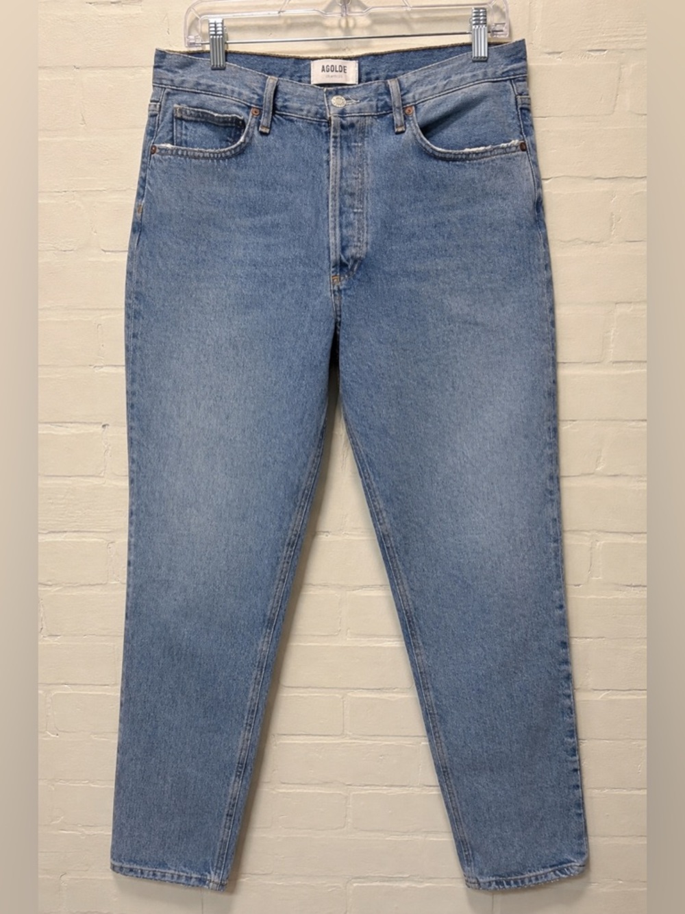 AGOLDE Fen High Rise Straight Leg Light Wash Vintage Fade Premium Denim 29